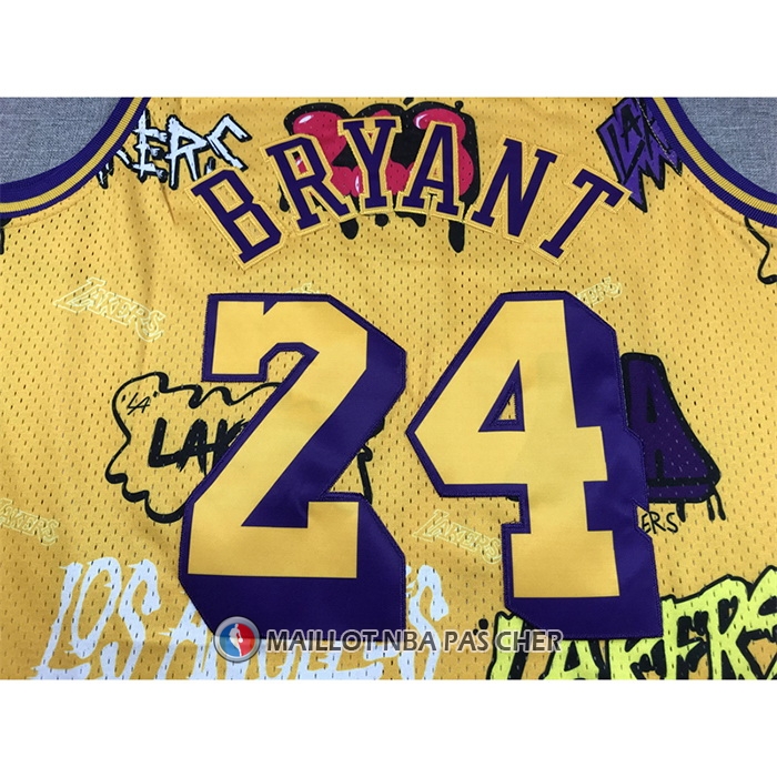 Maillot Los Angeles Lakers Kobe Bryant Slap Sticker Mitchell & Ness 1996-97 Jaune